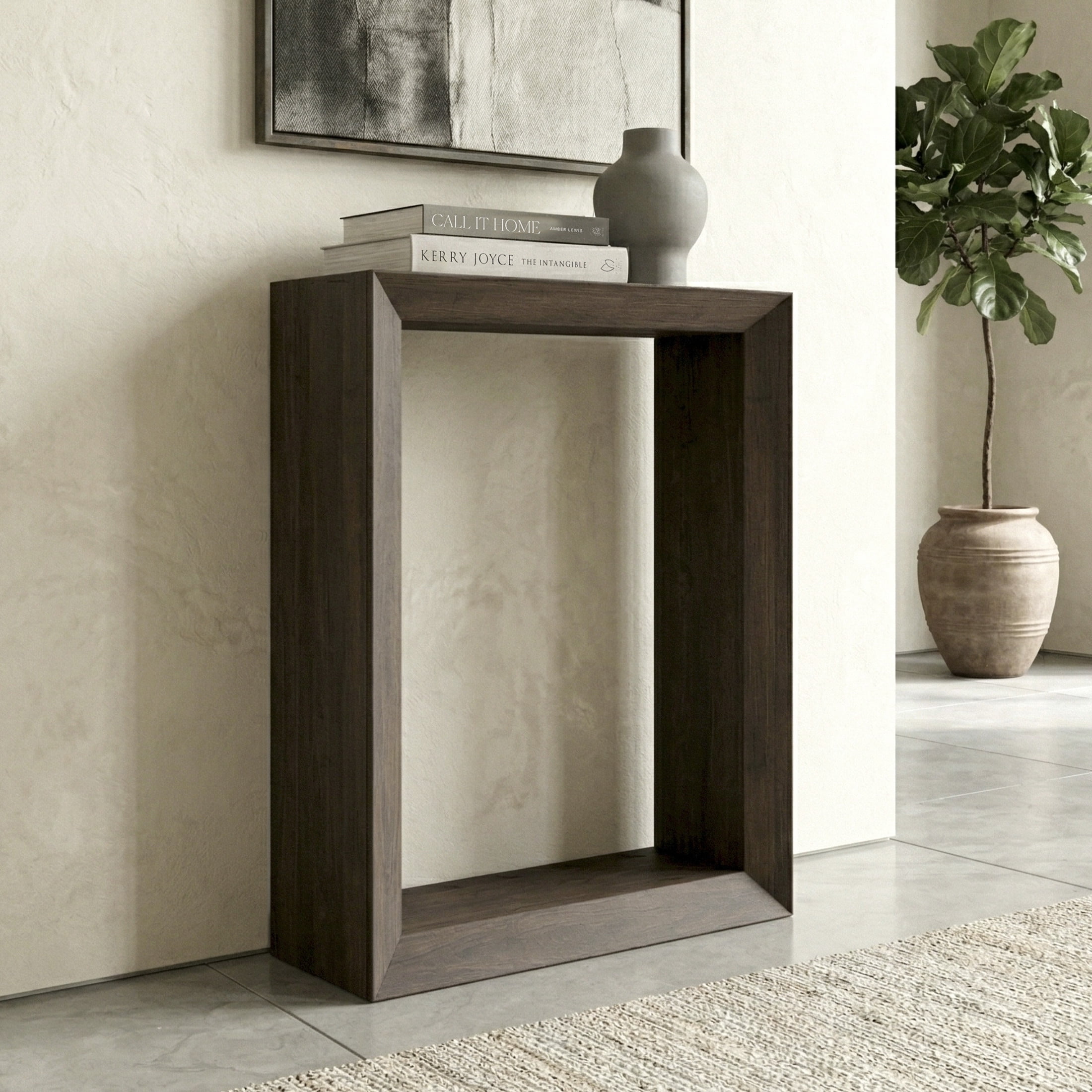 Evelyn&Zoe Modern Farmhouse 22" Wide Alder Brown Console Table