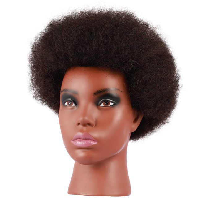 Cabeza de maniquí Kalyx afroamericana con cabello 100% humano