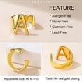 thumbnail image 6 of KeyStyle 14K Gold Plated Initial Ring for Women Alphabet Letter Ring Adjustable Personalized Bold Statement Jewelry Stacking Ring Valentine's Day Gifts for Wife, 6 of 10
