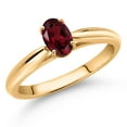 thumbnail image 2 of Gem Stone King 0.50 Ct Oval Red Rhodolite Garnet 10K Yellow Gold Solitaire Engagement Ring, 2 of 4