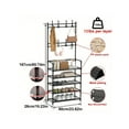 thumbnail image 2 of Space-Saving Black Iron Entryway Organizer with Shoe Bench, Coat Rack & 6 Hooks | Heavy Duty Hallway Storage for Shoes, Hats, Bags, Umbrellas & Keys, 2 of 16