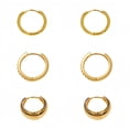 thumbnail image 2 of 14K Gold Plated Huggie Hoop Earrings Set,Hypoallergenic Heart Earrings for Women,Gifts for Mom 3 Pairs, 2 of 8
