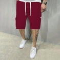 thumbnail image 2 of MIXUE Mens Shorts Summer Solid Color Cargo Casual Lightweight Outdoor Work Cargo Pockets Mens Workout Shorts Streetwear,Red,L, 2 of 6