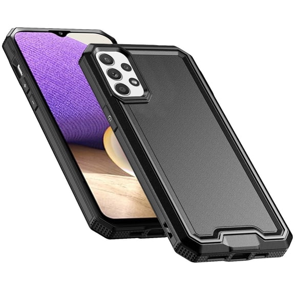 For Samsung Galaxy A32 5G Tough Modern Fused Hybrid Armor Hard PC TPU Rubber Shockproof Drop Protection Impact Cover, XPM Phone Case [Black]