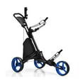thumbnail image 4 of Topcobe Folding 3 Wheels Golf Push Cart with Bag Scoreboard Adjustable Handle, Outdoor Sports Equipment/Accessories-Blue, 4 of 10