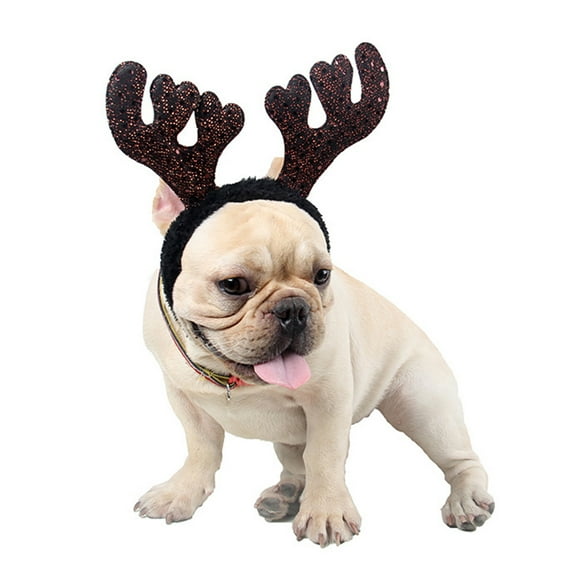Visland Christmas Dog Headband Holiday Pet Reindeer Antlers Headband Elf Dog Headbands Pet Costume Accessories for Dog and Cat