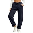 thumbnail image 2 of Besolor Women's Wide Leg Sweatpants High Waisted Drawstring Baggy Casual Joggers Sweatpant with Pockets(XX-Large,Navy), 2 of 7