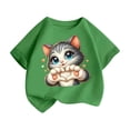 thumbnail image 4 of Girls Short Sleeve Breathable Summer T Shirt Cute Cat Print Kids Casual Tee Soft Fashion, 4 of 5