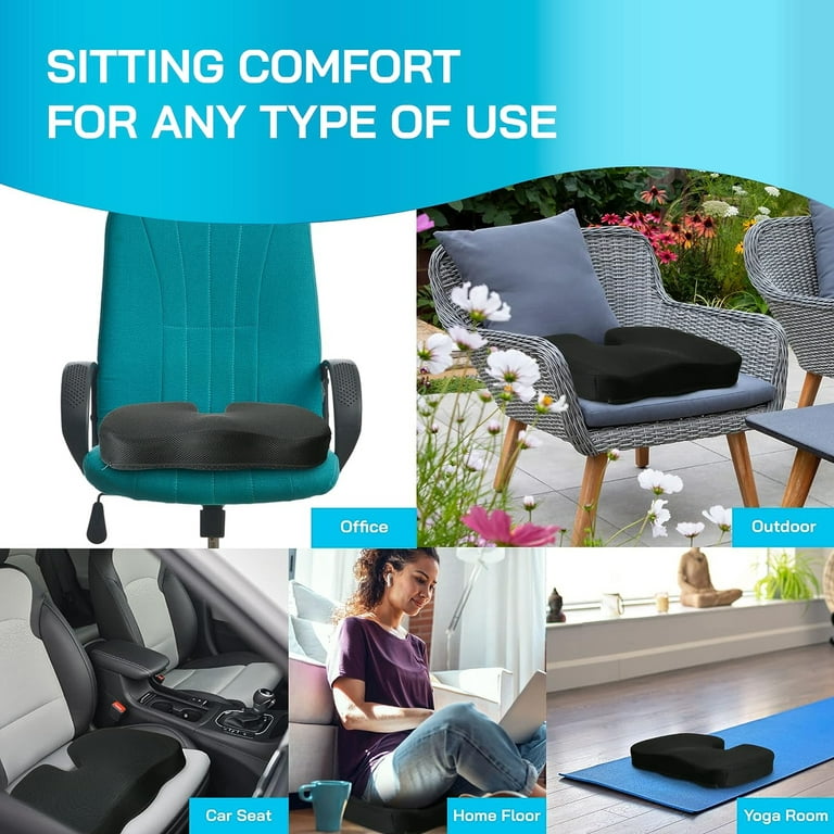 Office Chair Cushion Car Non-Slip Back Coccyx Pain Relief Pad Foam