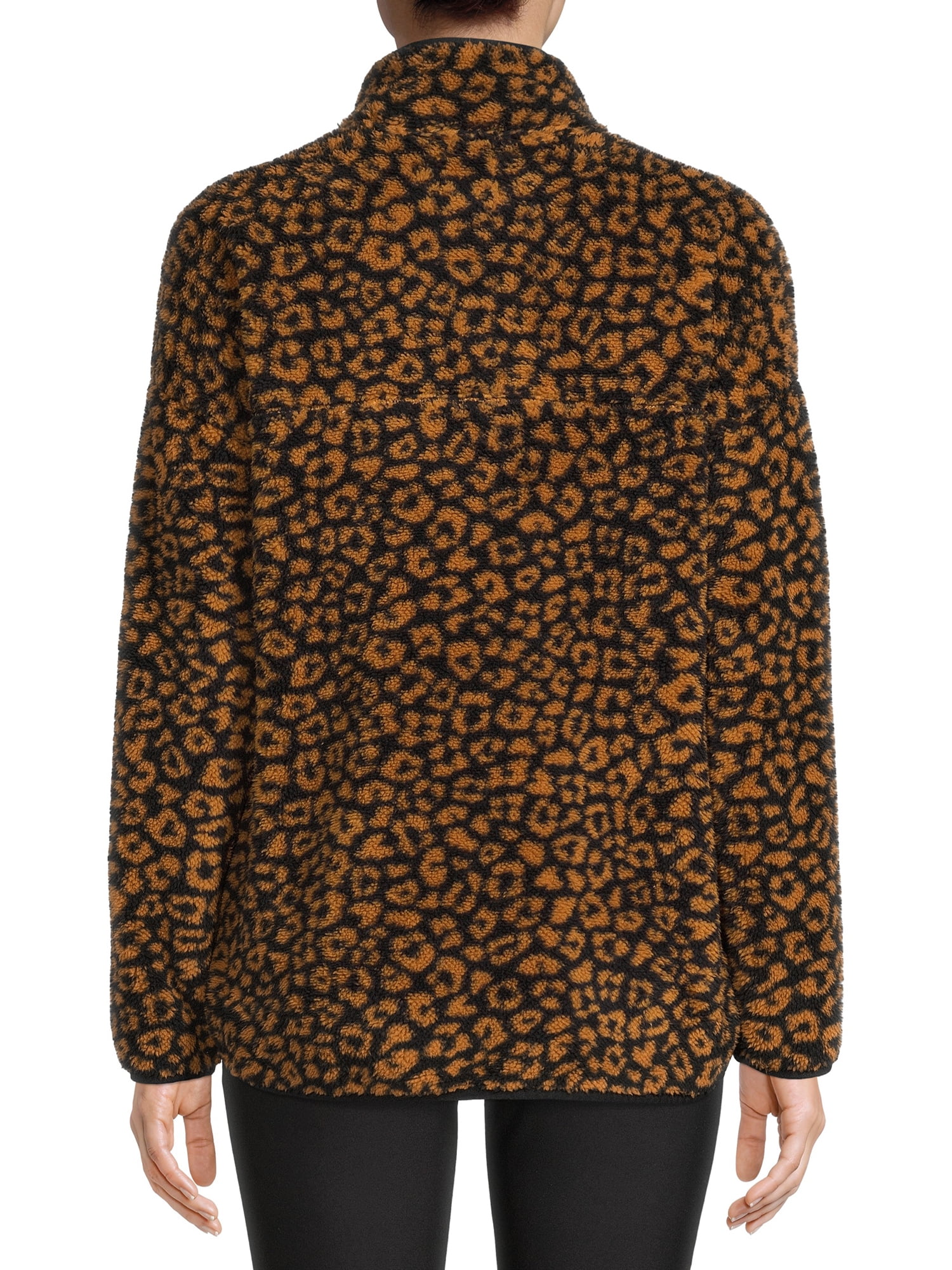 Time and Tru Women's and Plus faux shearling Quarter Zip Pullover Top