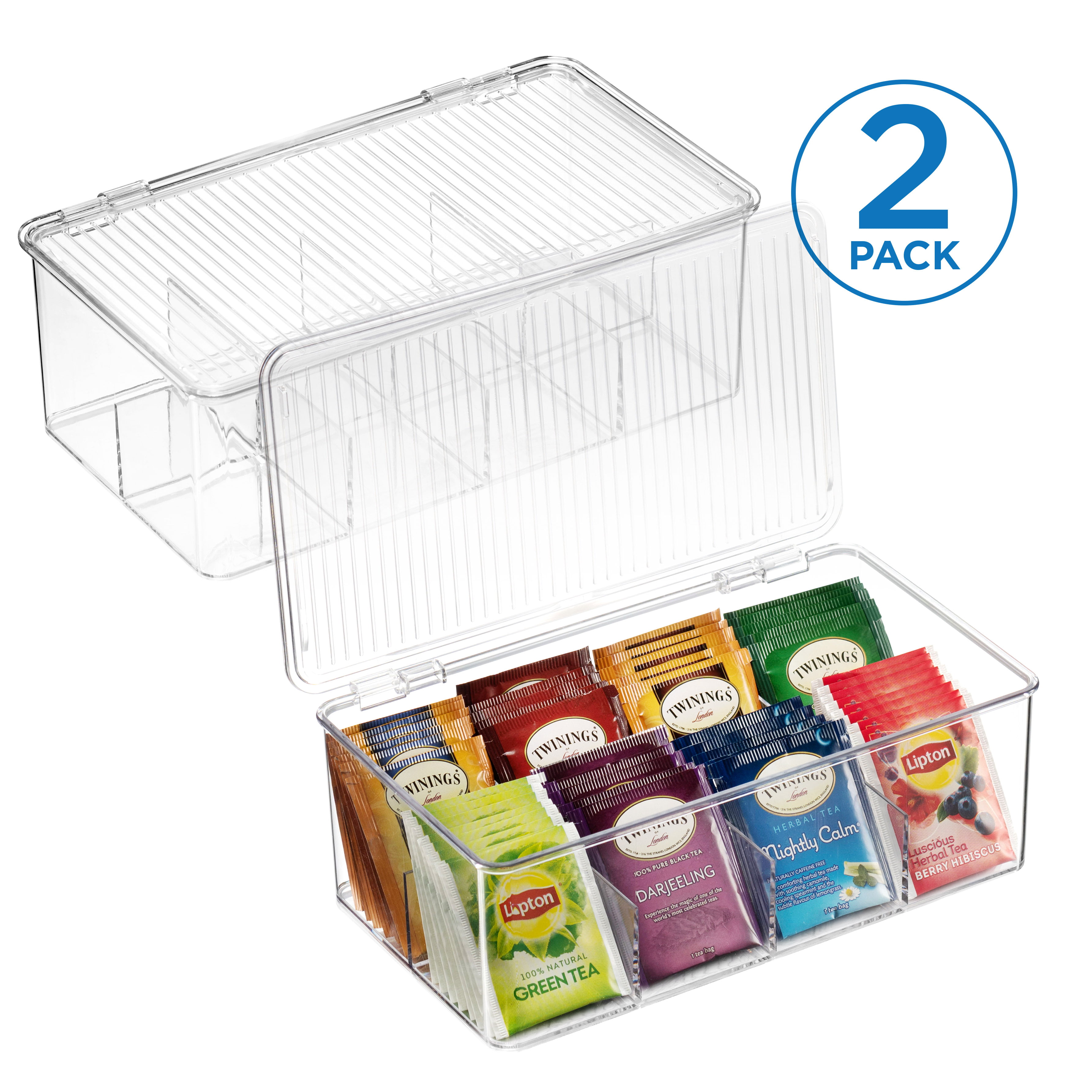 2 Pack Stackable Tea Bag Organizer, Vtopmart Plastic Tea Storage Box f