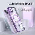 thumbnail image 7 of Magnetic for iPhone 14 Plus Case Compatible with MagSafe [Never Yellowing] [Military Grade Drop Protection] Full Camera Lens Protector Plating Soft Clear Phone Case for Women Girls, Purple, 7 of 7