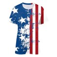 thumbnail image 3 of TOWED22 4th of July Shirts for Women Summer Short Sleeve T-Shirt Patriotic Tie Dye Color Block Tee(Navy,L), 3 of 4