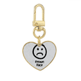 thumbnail image 1 of Frown Sad Cute Chat Face Cartoon Gold Heart Keychain Metal Keyring Holder, 1 of 3