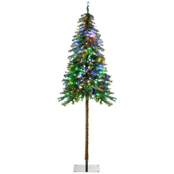 HOMCOM 6' Slim Pencil Artificial Snow Christmas Tree with LED Lights