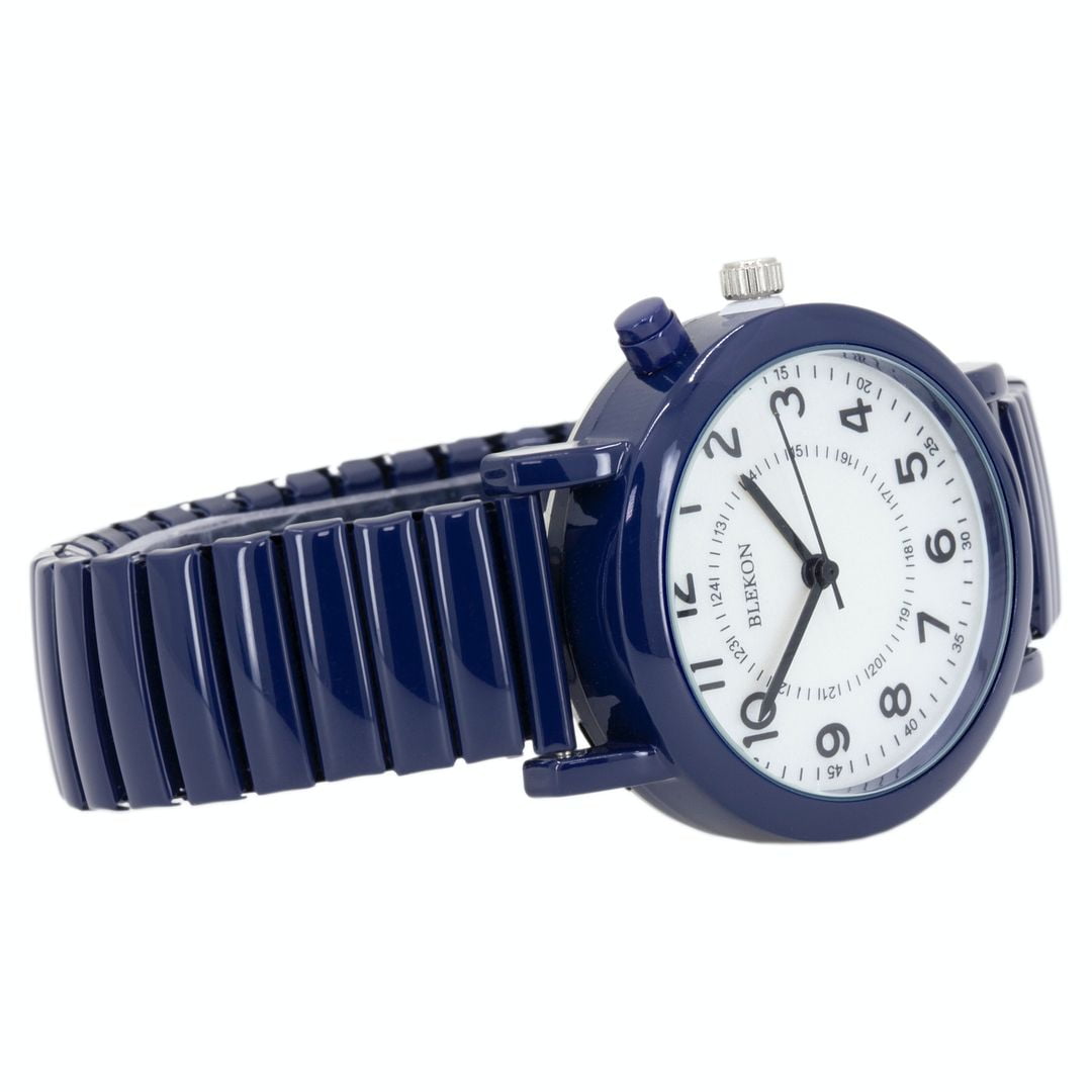 Blekon Original Light Up Dial Watch for Ladies 33mm Case Push Button Glossy Expansion Band - Analog Watch with Glow in The Dark Dial, Ideal for Everyday and Party Wear