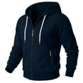 thumbnail image 2 of BiZtdJrK Mens Zip Up Hoodie Lightweight Slim Long Sleeve Sweatshirt Solid Color Casual Workout Hooded Jacket with Pocket, Navy, XXL, 2 of 8