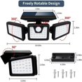 thumbnail image 2 of Solar Wall Lamp, Solar Motion Sensor Lights Outdoor, 3 Adjustable Head, 270 Degrees Wide Angle Illumination, 70 LED Wireless Solar Light Spotlight Security Flood Light for Porch Garage Yard Entryways, 2 of 2