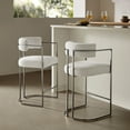 thumbnail image 2 of Counter Stool Chair, Silver White, Fabric, Metal, Bar Pub Cafe Bistro Dining Kitchen Hospitality Restaurant, Modern Contemporary, HB37849, 2 of 10