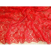 Scalloped Edge Couture Bridal Heavy Guipure Lace Fabric Red - per yard
