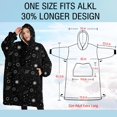 thumbnail image 4 of Oversized Wearable Blanket Hoodie,Black White Star Moon Planet Pattern Sherpa Blanket Hoodie with Super Pockets,Super Warm Fuzzy Pullover for Women & Men, 4 of 6