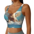 thumbnail image 2 of Rateoe Cute Angel Winged Dog Print Womens' Sports Bras Scoop Neck Sports Vest- Padded U Back Seamless High Impact Support, 2 of 7