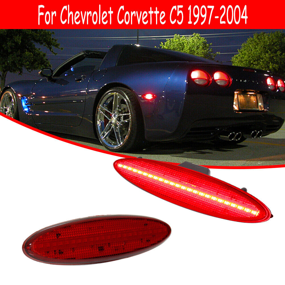 SLK Lights C5 Corvette Clear Rear Side Marker Lights – 97-04, LED, 52 Bulbs, DOT/SAE