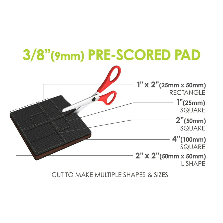 GorillaPads Non Slip Furniture Pads/Floor Grippers (Set of 8 Floor  Protectors) Pre-Scored to Cut to Multiple Size, 4 Inch Square, Black,  CB140-8