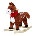 thumbnail image 2 of Trendix Plush Rocking Horse Toy with Interactive Sounds, Wooden Rockers, Wagging Tail Rocking Chair, 50kg Load Capacity, 23" Height, Light Brown (Battery not included), 2 of 8