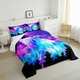 thumbnail image 4 of Erosebridal Galaxy Wolf Comforter Set Twin,Purple Teal Colorful Starry Sky Bedding Set Trippy Room Decor,Safari Animal Bedding Comforter Sets Wolves Quilt Bed Set 2Pcs, 4 of 5