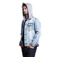 thumbnail image 2 of Victorious Men's Hoodie Layered Distressed Denim Jacket with Removable Hood DK109 - ICE - X-Large, 2 of 7