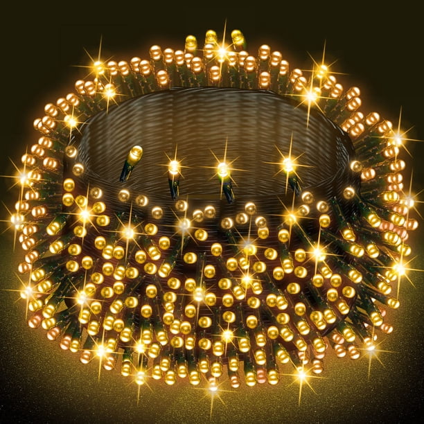 Cadena de luces Dazzle Bright de 25 m, 1000 LED, resistente al agua, 8 modos