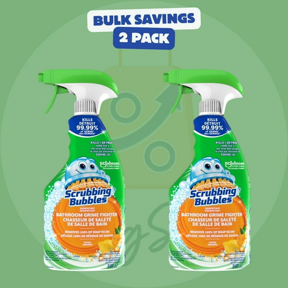 Scrubbing Bubbles® Bathroom Cleaner and Disinfectant Spray, Kills Germs on Tubs, Shower Walls and More, Citrus Scent, 946mL (2 Pack)
