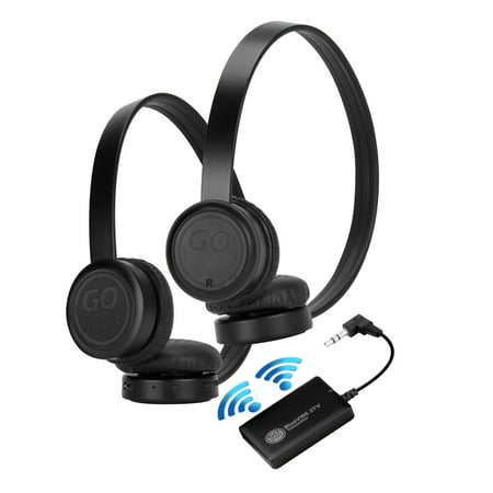 GOgroove BlueVIBE 2 TV Wireless 2 Pair Headphones Television Connection Kit with Plush Lightweight Ear Cups , Bluetooth Transmitter and Easy Setup - Great for Parents, Roommates, Kids and Travel