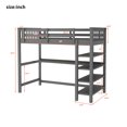 thumbnail image 5 of Veryke Twin Size Rubber Wood Loft Bed with Open Storage Shelves and Under-bed Desk, Gray, 5 of 10