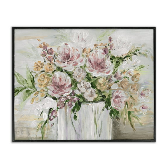 Stupell Industries Country Style Floral Assortment Floral Painting Black Framed Art Print Wall Art, 14 x 11