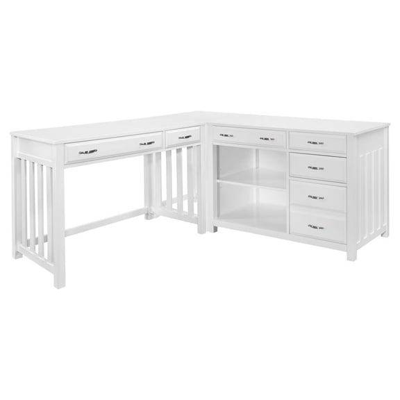 Lexicon Blanche Wood L Shaped Desk in White