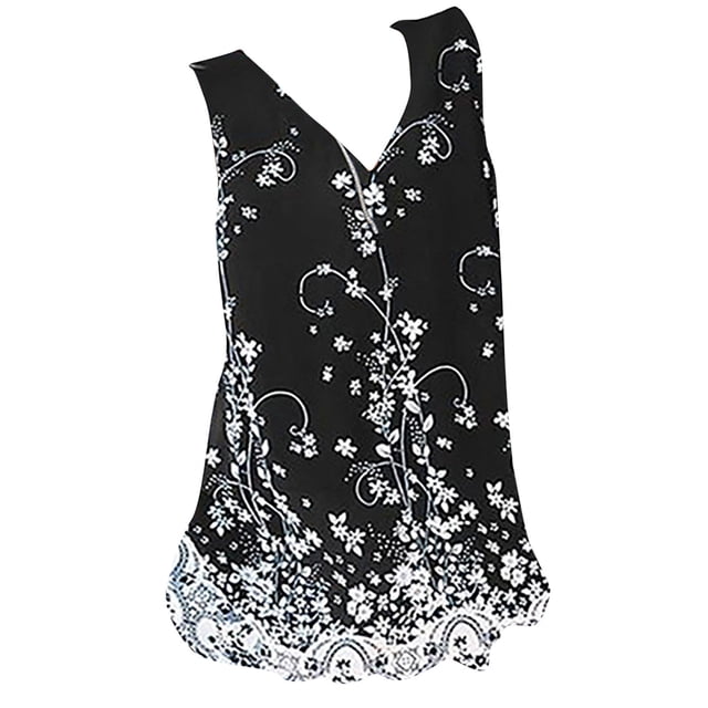 Camiseta Sin Mangas Para Mujer Tops Sin Mangas Blusa Casual Cuello en V Estampado Jersey Camisa Odeerbi ODB164004