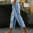 thumbnail image 2 of QATAINLAV Striped Capris Pants for Women Casual High Waisted Drawstring Cropped Trousers Summer Beach Capri Pants with Pockets Multicolor 4XL, 2 of 6