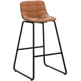 thumbnail image 5 of LUE BONA Upholstered Checkered Pattern Bar Stools Set of 3, Faux Leather 30 Inch Bar Height Chairs for Kithchen Island, Whiskey Brown, 5 of 8