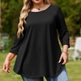 thumbnail image 4 of Dwralegc Plus Size Tops for Women 3/4 Sleeve Crewneck Loose Fit Blouses with Leggings Tunic Fall 2026 Clothes Basic Plus Size Flowy Tops Black 3XL, 4 of 5