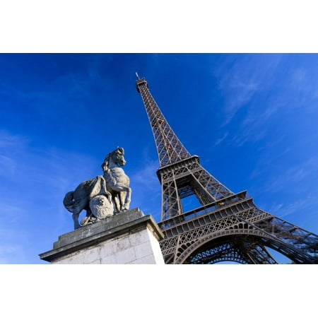 Art Sculptures Near Me Horse Sculpture on Lena Bridge Near to Eiffel Tower in Paris, France, Europe Print Wall Art By Peter Barritt ()