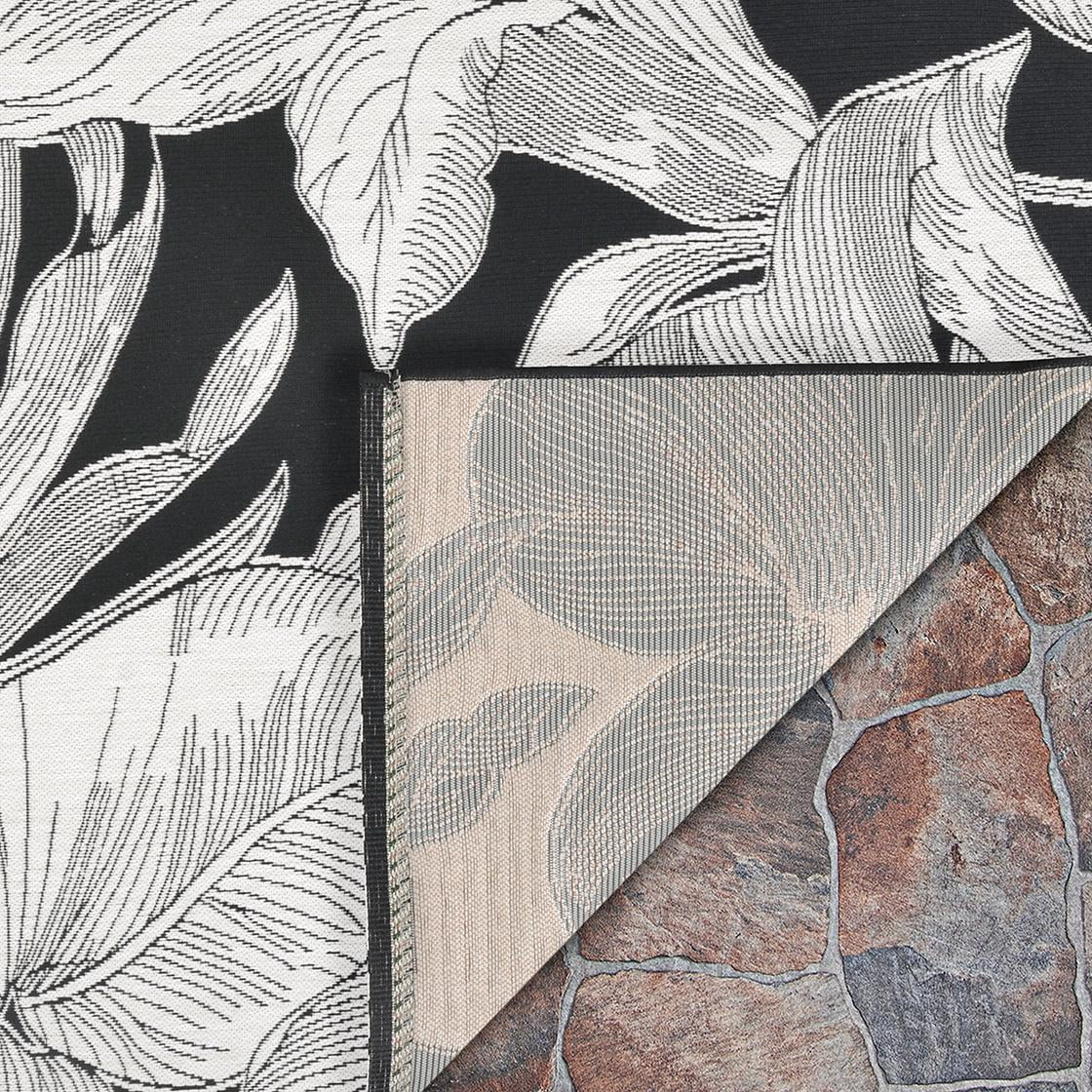 Couristan Dolce Flora 4' x 5'10" Nero Black Outdoor Rug