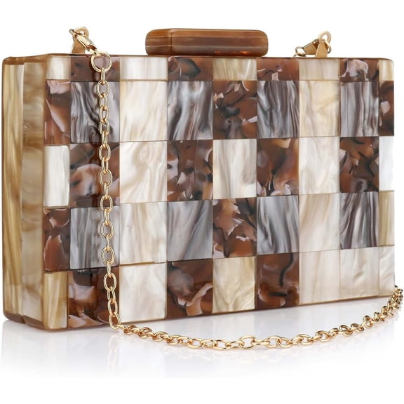 Purses and Handbags with Marbling for Women Elegant Banquet Evening Crossbody Handbag Box Clutch