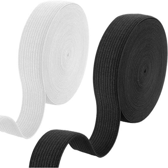 2PCS 3/4 Inch Elastic Knit Double-Side Stretchy Black and White Material for DIY Pants - 5 Yards