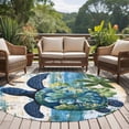 thumbnail image 4 of Round Rugs 5Ft, Sea Turtle Coastal Round Area Rug Washable Indoor Throw Carpet, Nautical Beach Summer Retro Soft Non Slip Circle Rug for Cabinet Bathroom Home Decor Aesthetic, 4 of 8