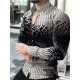 thumbnail image 1 of Cárdigan de lujo de moda para fiesta de graduación para hombre, camisa de solapa con botones y talla grande para eventos sociales, top informal con estampado de manga larga en dorado, morado y azul, 1 of 6