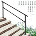 thumbnail image 1 of TROPOW 6 Steps Outdoor Handrail for Outdoor Steps, 5-6 Step Stair Handrail, Alu Alloy Handrail for Concrete Steps, Porch Steps,Stair Railing for Outdoor with Installation Kit, One-Step Assembly, 1 of 7