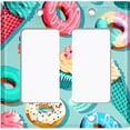 thumbnail image 6 of Metal Light Switch Plate Cover Colorful Doughnut Cupcake Ice Cream Collage Teal CAK042, 6 of 13