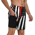 thumbnail image 2 of Zufioo Firefighters USA Flag Mens Swimsuit Trunks with Compression Liner,Quick Dry Sports suit,Beach Board Shorts with Pockets,Bathing Suits-Large, 2 of 6